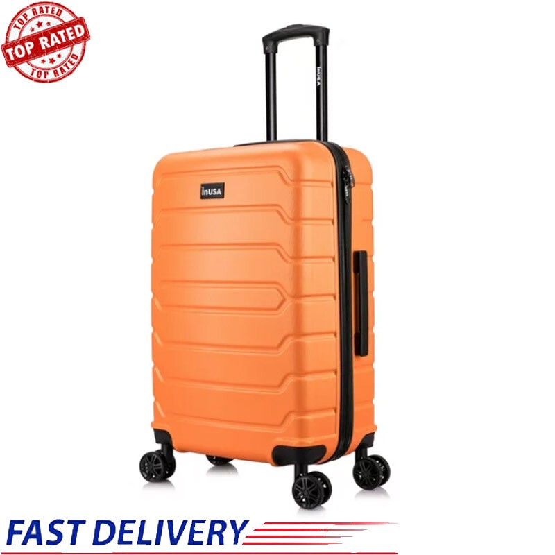 Spinner Checked Luggage Lightweight ABS Plastic Water Proof Business Travel New