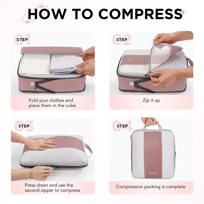 10 Set Compression Packing Cubes for Travel Essentials,Compressible Expandabl... gallery
