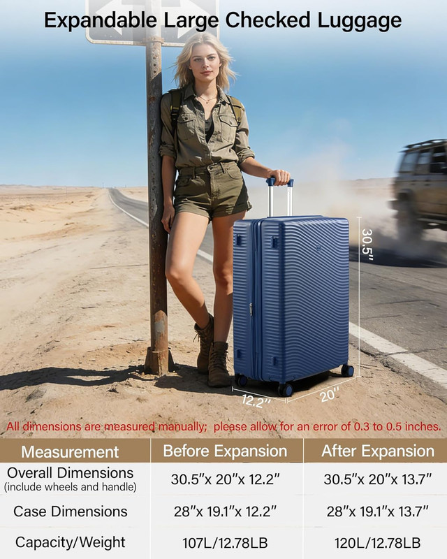 Large 28" Expandable Hardshell Spinner Suitcase with TSA Lock - Interstellar Blu gallery