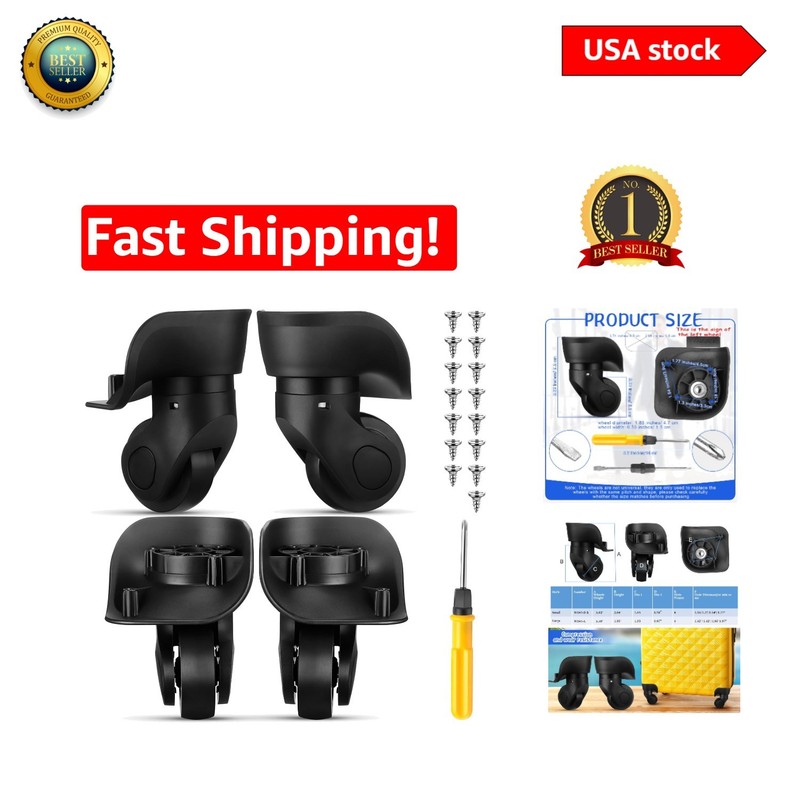 Complete D.I.Y. Luggage Wheel Repair Set – 4 Pcs Swivel Wheels & Tools Included