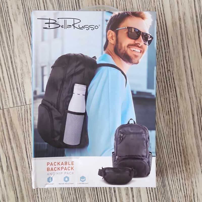 Bella Russo Packable Backpack & Hip Pack Black Water-Resistant Lightweight