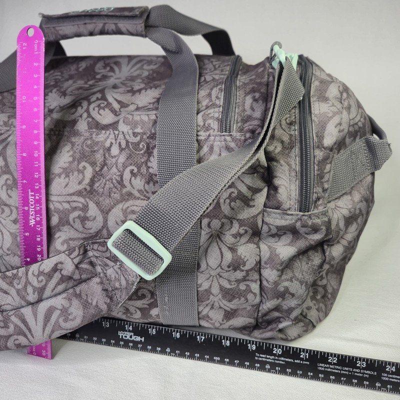 Dakine EQ 31L Duffle Duffel Gray Grey Floral Damask Medium Teal Embroidered Bag gallery