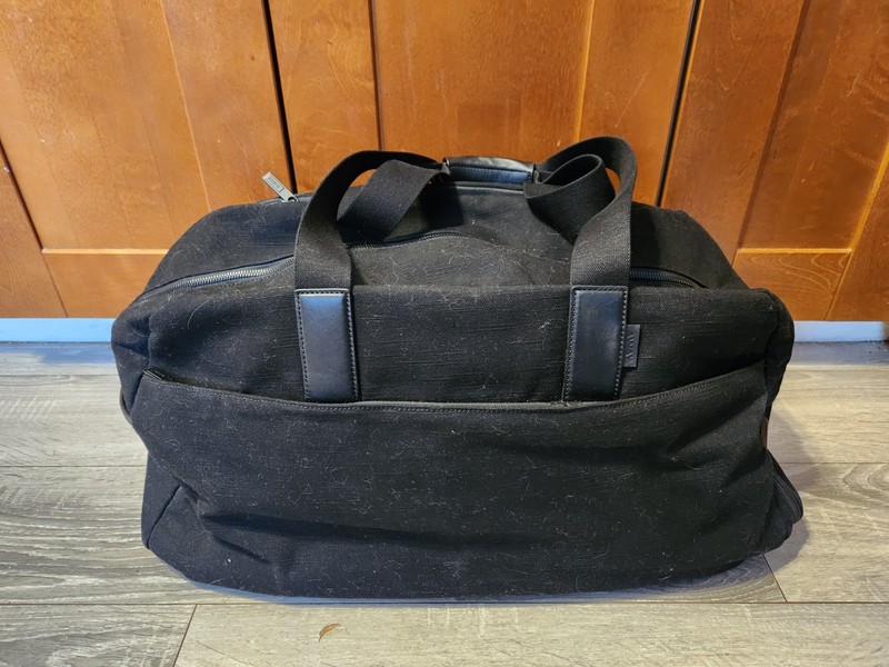 NWOT Away Canvas Weekender Duffle Bag Jet Black Travel Carry On Luggage 22x12x12