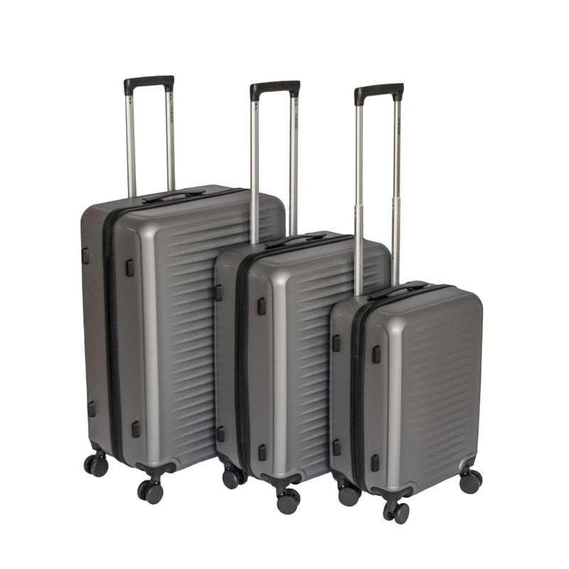 Dark Gray ABS Hardside Luggage 3 Piece Set 20 24 28 Inch Lightweight Silent