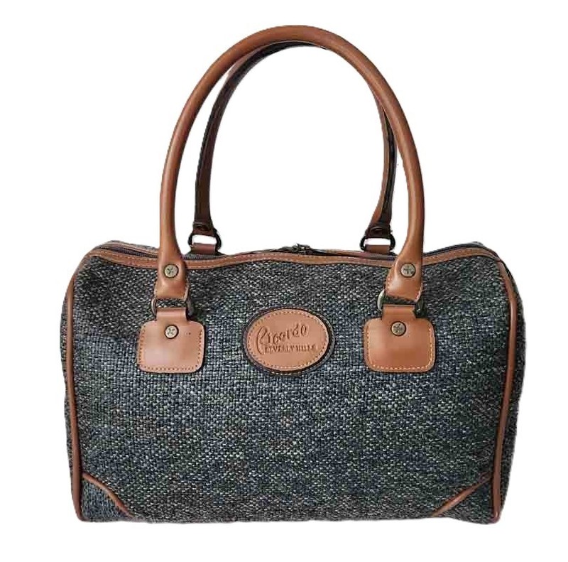 Vintage Ricardo Beverly Hills Tweed & Leather Weekender / Carry-On Bag