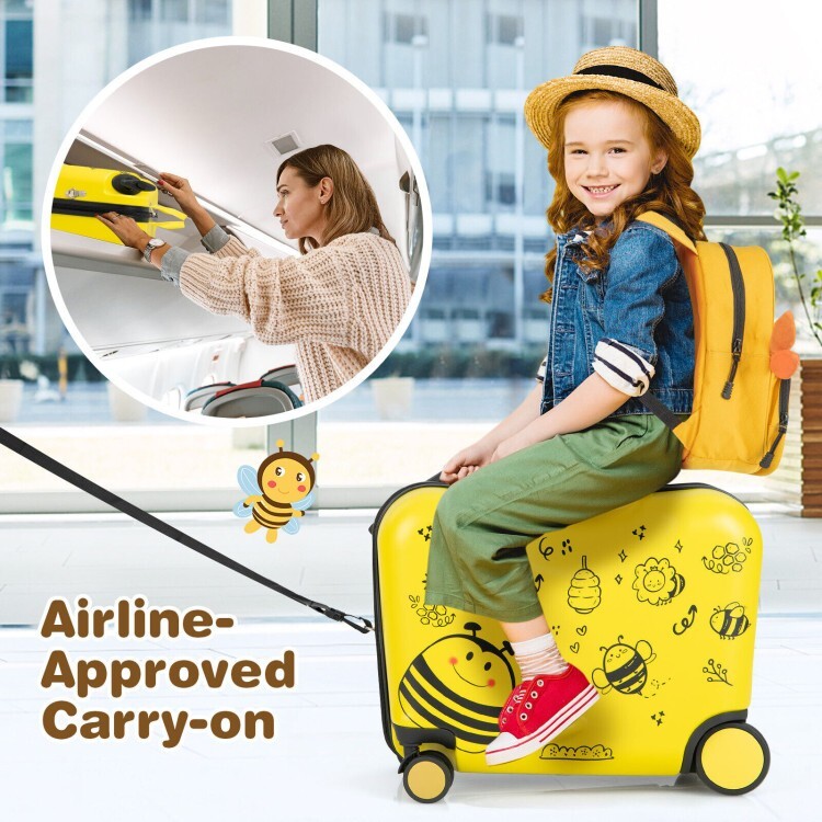 2 Pieces 18 Inch Ride-on Kids Luggage Set with Spinner Wheels gallery
