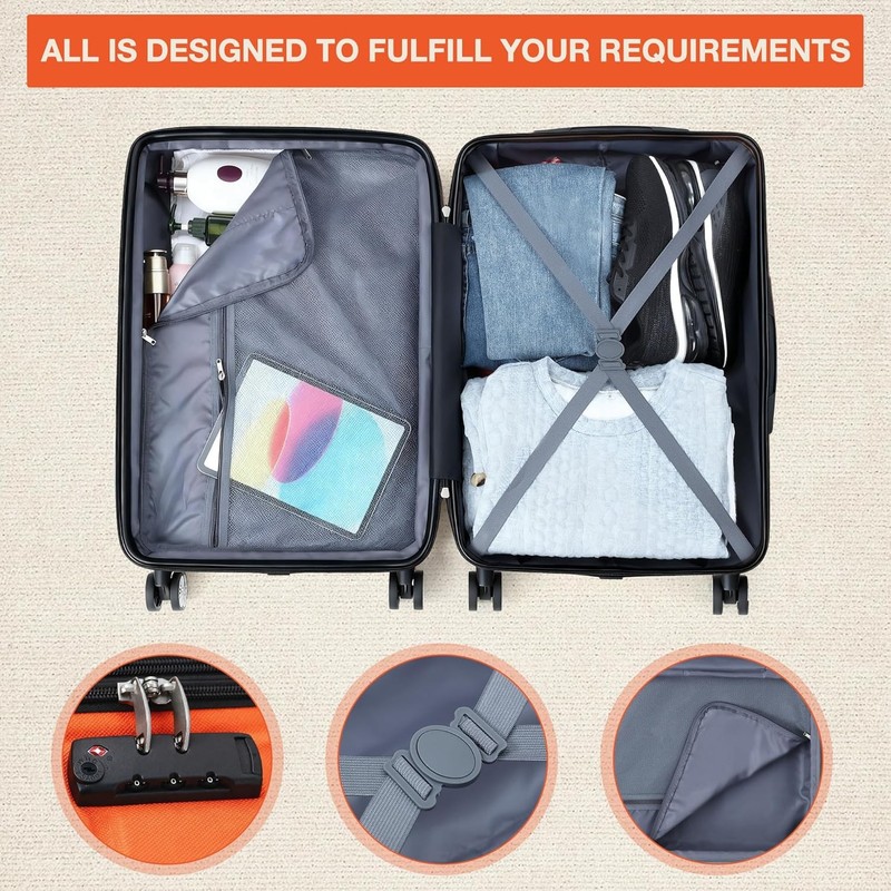 24" Expandable Hard Shell Carry On Luggage Hardside Suitcase with Spinner Wheels gallery