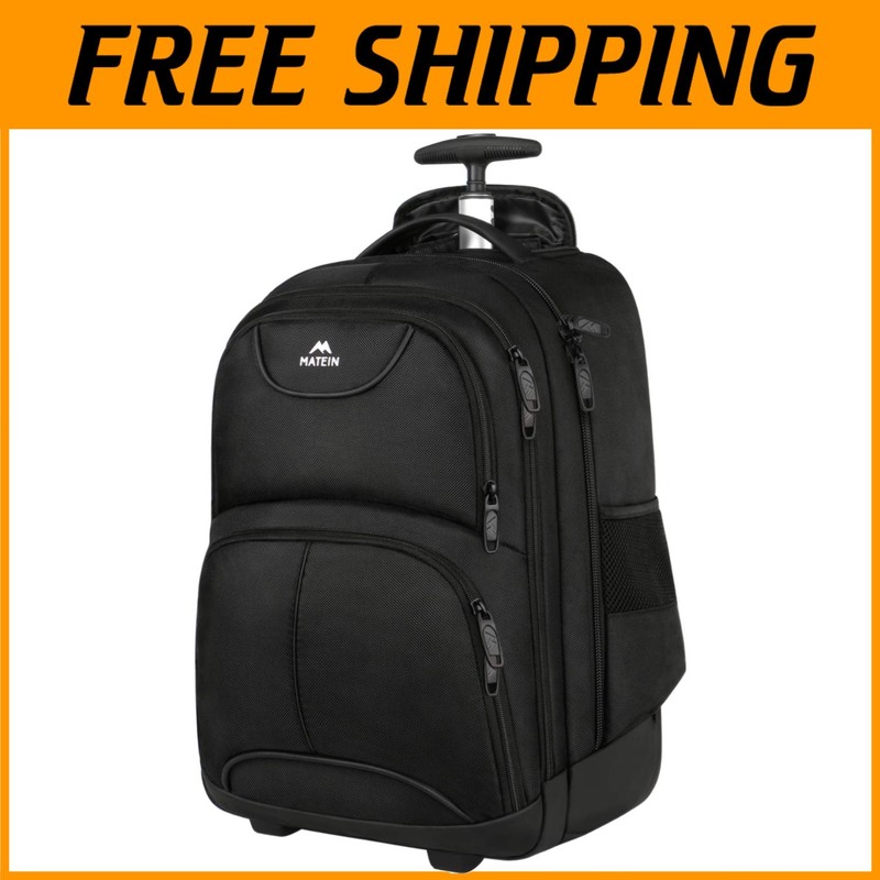 Compact Business Computer Bag with Wheels, Black