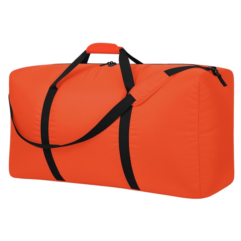 105L Orange Extra Large Lightweight Luggage Duffel Bag for Travel Foldable