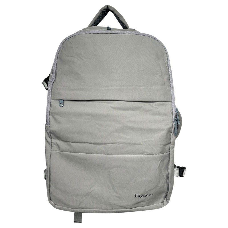 Taygeer Backpack Light Gray USB Charging Port Travel Laptop Carry On Bag