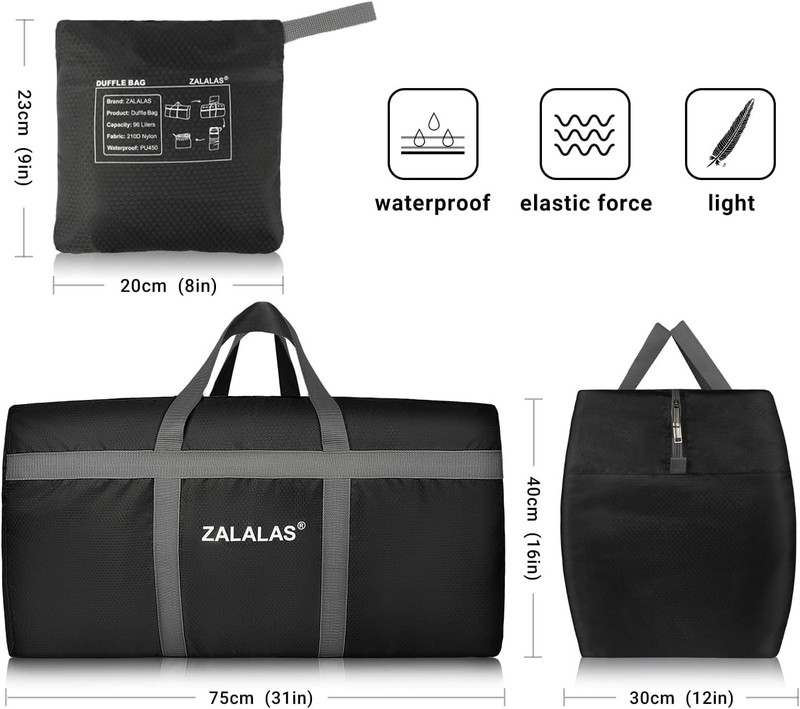 Foldable Duffle Bag, 96L Extra Large Travel Duffel bag Lightweight Weekender Bag gallery