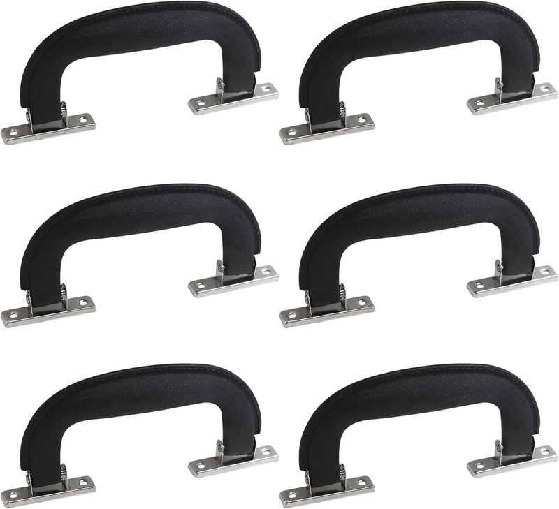 6-Pack Plastic 150Mm Long Luggage Trunk Pull Handle Suitcase Side Holder, Black
