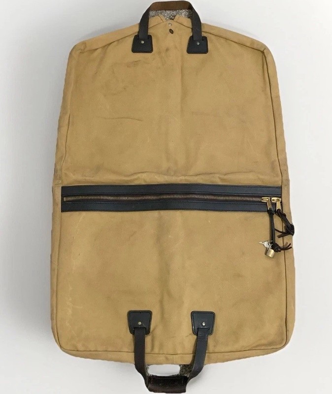 Filson Suit Cover Garment Bag Travel Rare TAN HD twill Talon Zippers #70271