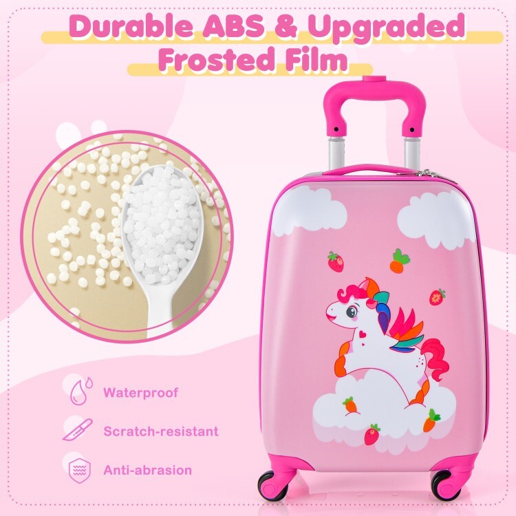 2PCS Kids Luggage Set Carry on Suitcase Travel Rolling Luggage With 12" Backpack gallery