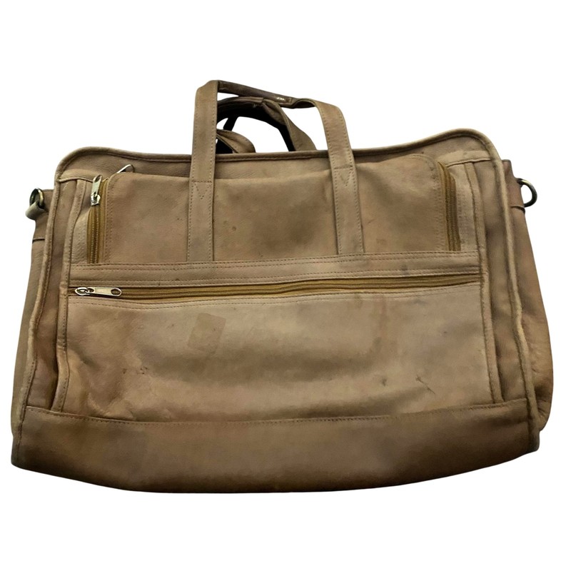 Boulder Ridge Leather Duffle Bag Brown 17″ Travel Weekender Men Carry On