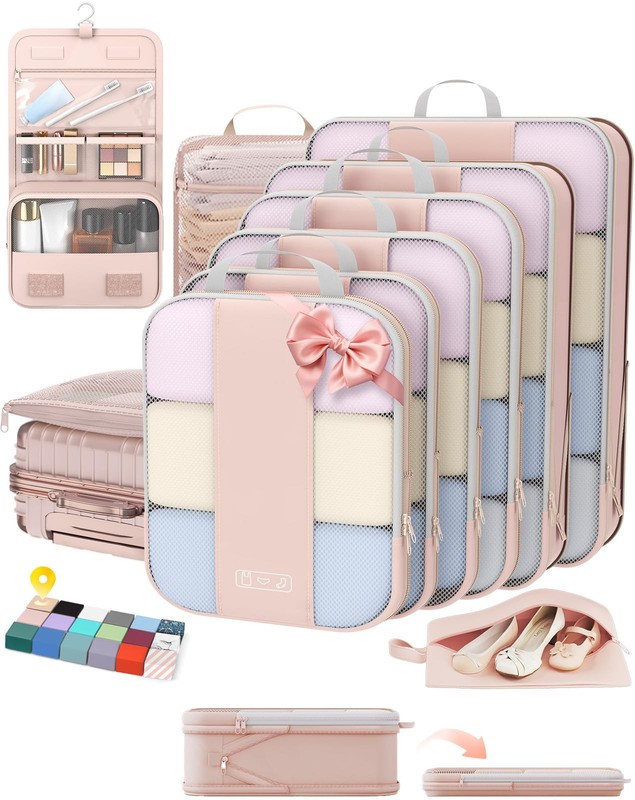 10 Set Compression Packing Cubes for Travel Gifts Mom Women,Luggage Clothes G...