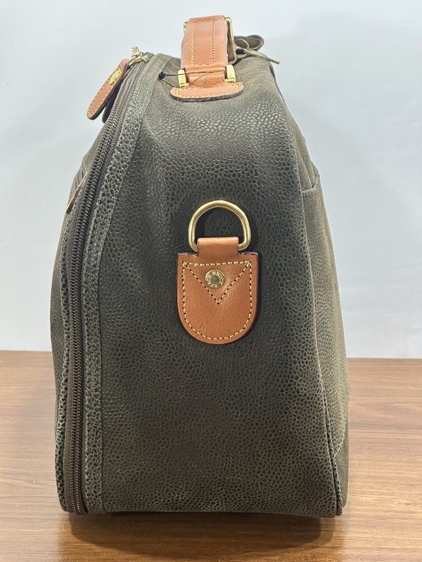 Vintage Bric's Pebbled Brown Leather Satchel Luggage Carry On- Made in Italy gallery