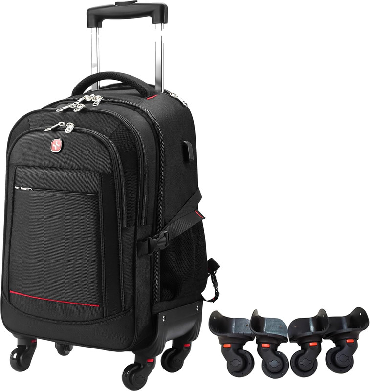 Rolling Backpack with 4 Extra Wheels - Water-Resistant, Airline Approved Underse gallery