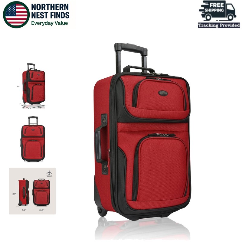Durable Rio Lightweight 21-Inch Red Suitcase – Expandable for Ultimate Travel
