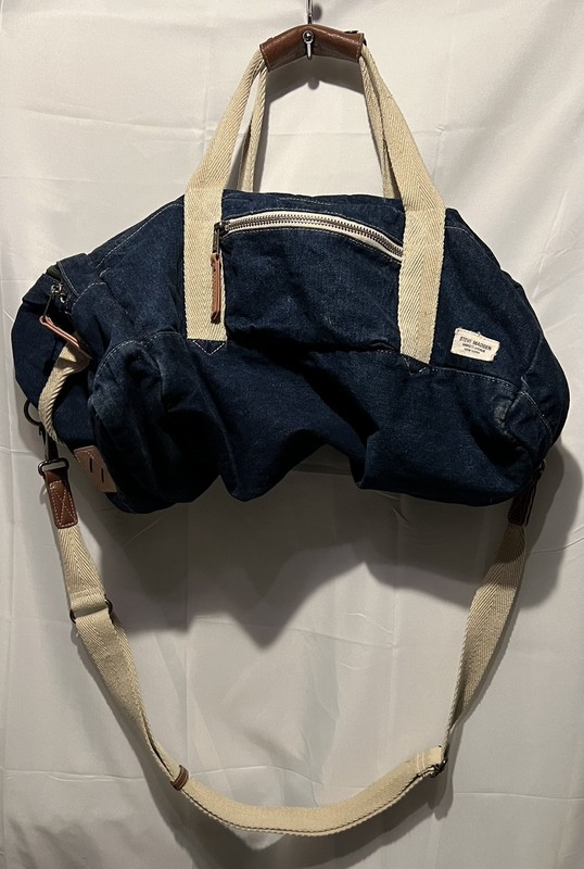 Steve Madden Denim Duffle Bag Carryon Large Blue Adjustable Strap Weekender Nice