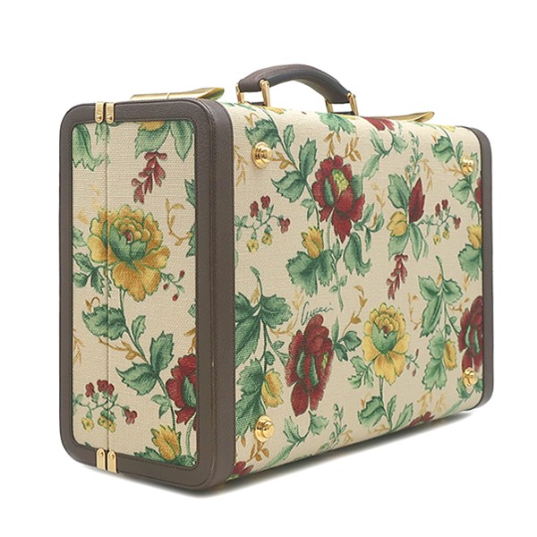 GUCCI trunk Medium Rigid Suitcase canvas leather Beige x brown Gold Metal gallery