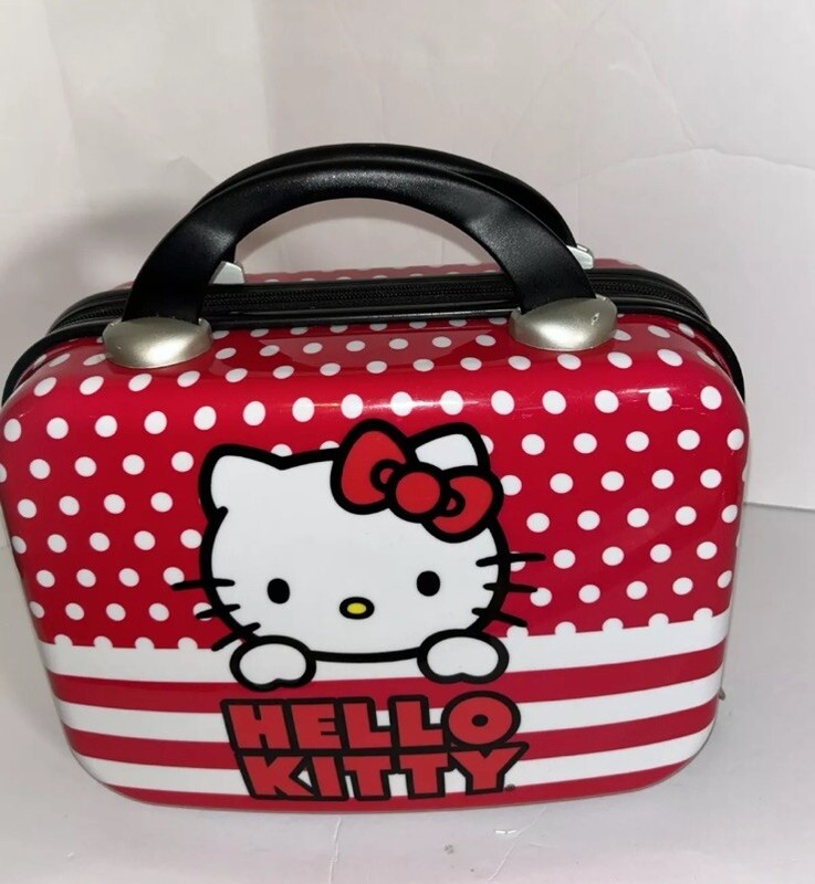 Hello Kitty Y2K Sanrio Hard Shell Case Small Luggage Polka Dot Carry On 9 X 12