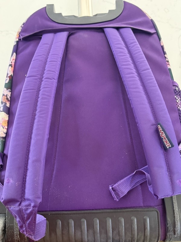 JanSport Driver 8 Rolling Backpack Purple Flowers Wheeled School Travel Bag gallery