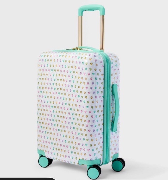 New Roller Rabbit x Target Disco Hearts Wave Hardside Spinner Carry On Suitcase
