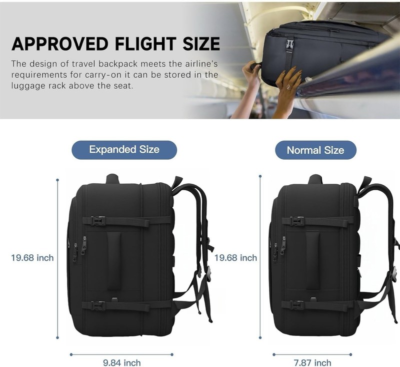 Carry On Backpack, 50L Travel Backpack, Luggage Backpack TSA Flight Approved ... gallery