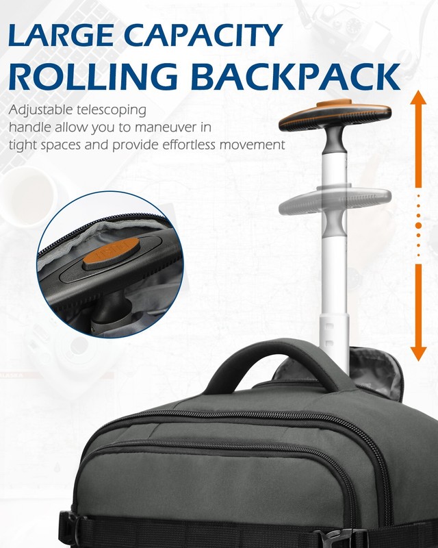 Hynes Eagle 42L Rolling Backpack Flight Approved Convertible Carry on Luggage gallery