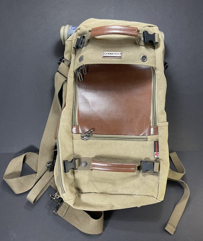 WITZMAN Travel Backpack for Men Canvas Rucksack Vintage Duffel Bag TAN