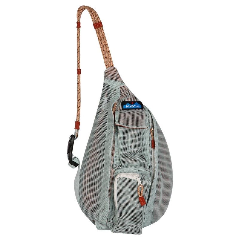 KAVU Mini Beach Rope Bag Mesh Crossbody Sling Backpack – Cool Aqua One Size