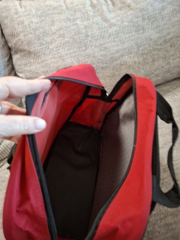 Protégé Red Accessory Bag Polyester Adjustable Straps Zippered Compartments gallery