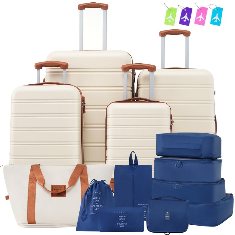 ❄️FREE SHIPPING!❄️Set of 4 Suitcases/Luggage +Purse +Inserts +360 Wheels +Lock!