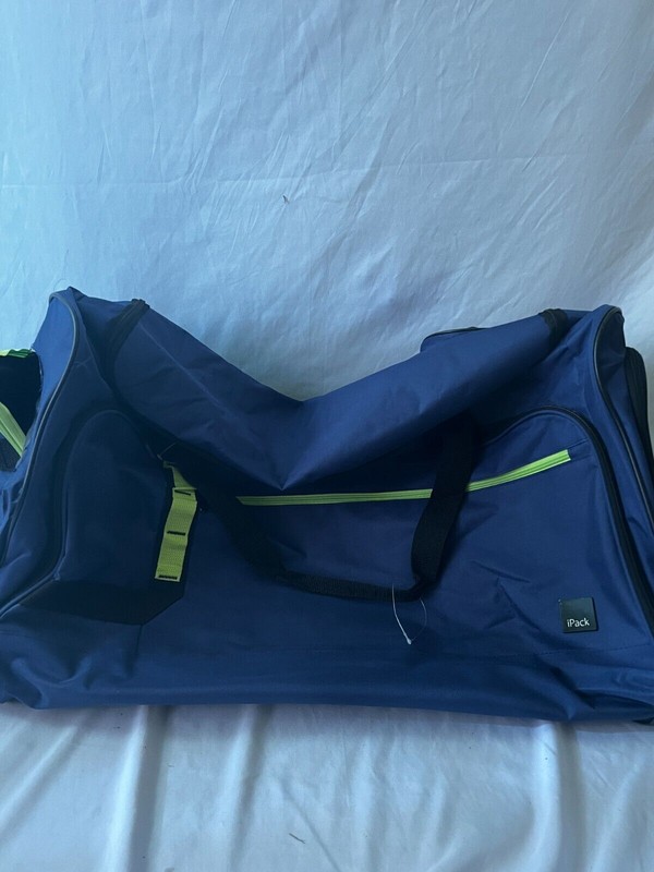 ipack Edge 30″ Duffel Bag Blue Green Rolling Wheels Travel Check In Bag