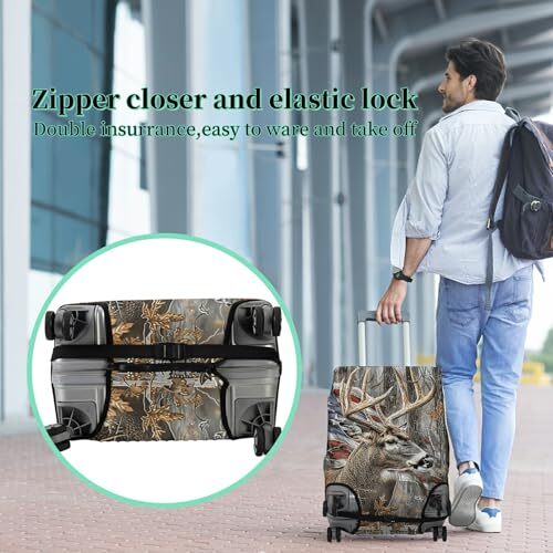 Luggage Coveruitcase Protector + Luggage Tag Traveluitcase S Camo Deer Flag gallery