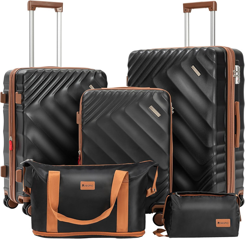 5 Piece Luggage Set Expandable Suitcase 22X14X9 Airline Approved Carry On, ABS H