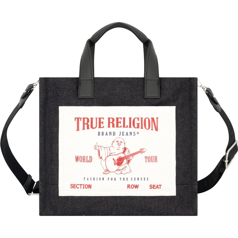 True Religion Tote, Women’s Travel Shoulder Bag with Adjustable Strap Black