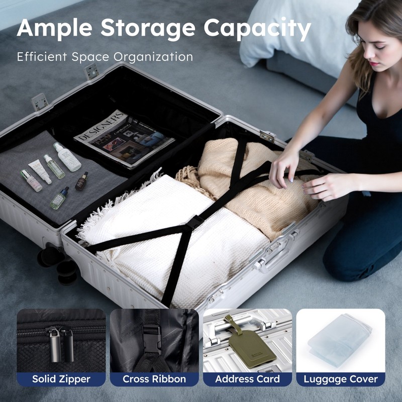 Luggage Aluminum Frame Liggage Hard Shell Travel Suitcase w/ TSA Lock USB Port gallery
