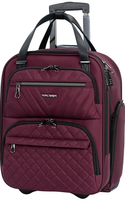 KROSER Carry On Underseat Multi-functional, 16-inch, Lightweight, Burgundy