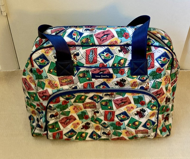 Vera Bradley Lighten Up Go Anywhere Carry-On Travel Bag Cuban Stamps