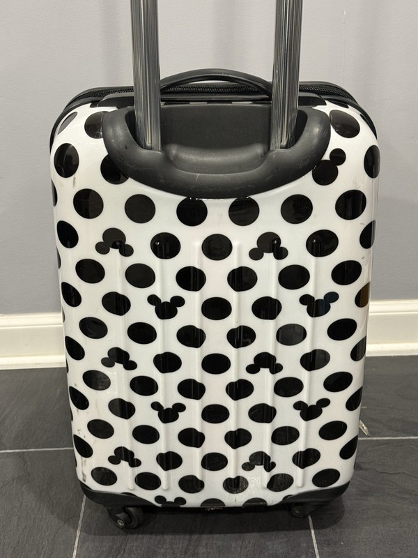 Disney Parks Mickey Mouse Hardshell Rolling Suitcase Black White Cow Print LOOK gallery