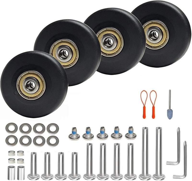 4 Pcs Luggage Wheels Replacement Set, Diameter 50mm Suitcase PU Wheels, ABEC-7 B