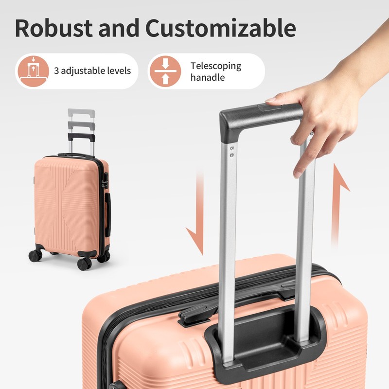 3PCS Luggage Set Hardside Spinner Suitcase PP Material Lock Travel Pink 20 24 28 gallery