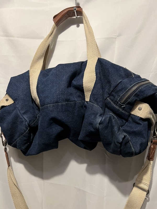 Steve Madden Denim Duffle Bag Carryon Large Blue Adjustable Strap Weekender Nice gallery