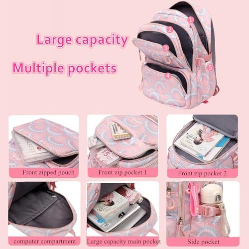 Girls Rolling Backpack Elementary Student Outdoor 6 Wheels Deep Blue-6 Wheels gallery