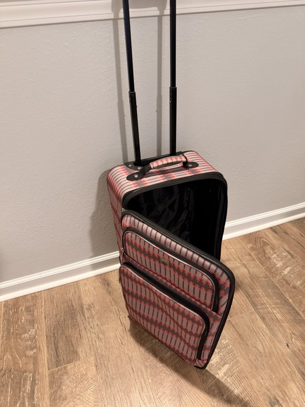 Pink Gray Abstract Pattern Soft Carry-On Luggage with Wheels and Top Handle gallery