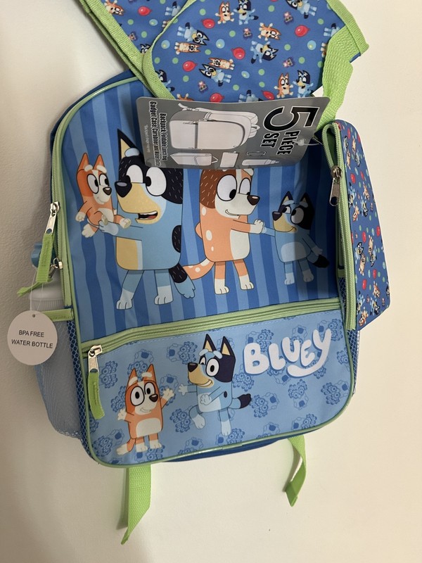 Bluey Kids 5 Piece Backpack Set Lunch Bag Water Bottle Accessory Innovations