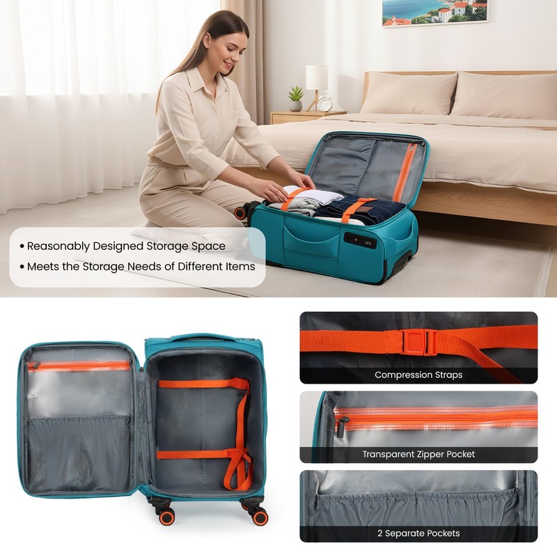 Expandable Luggage Durable Softside Suitcase W/ TSA Lock 22"/28"/32" gallery