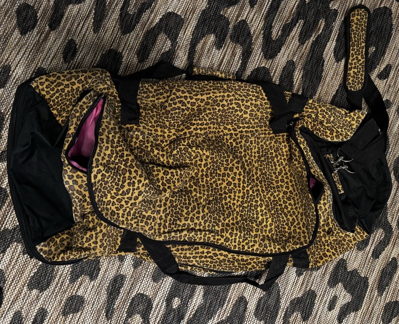Leopard Print Canvas Duffle Bag Large with Clothing & Shoe Compartments & wheels gallery